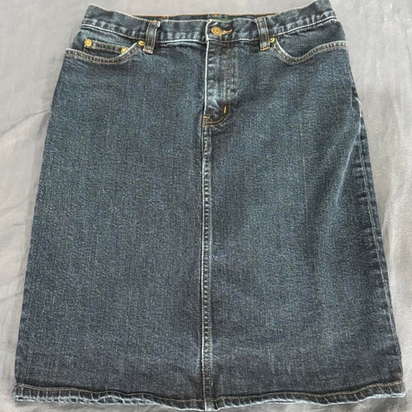 Dresses & Skirts - Lauren‎ Ralph Lauren Jeans Co Dark Wash Denim Skirt Slit Size 6